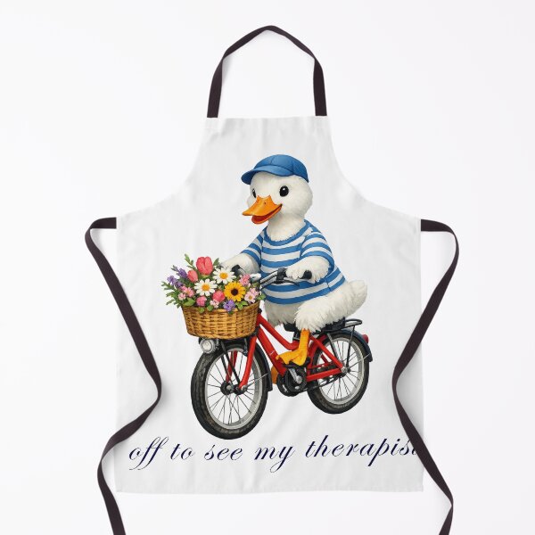 Item preview, Off To See My Therapist – Cute Duck on Bicycle Illustration designed and sold by tarzbol.