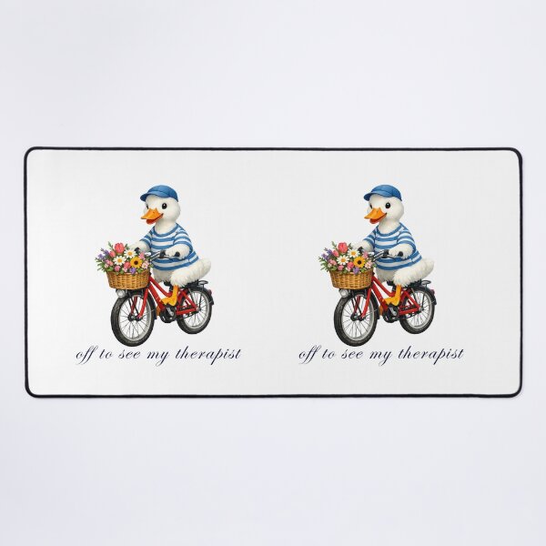 Item preview, Off To See My Therapist – Cute Duck on Bicycle Illustration designed and sold by tarzbol.