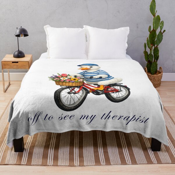 Item preview, Off To See My Therapist – Cute Duck on Bicycle Illustration designed and sold by tarzbol.