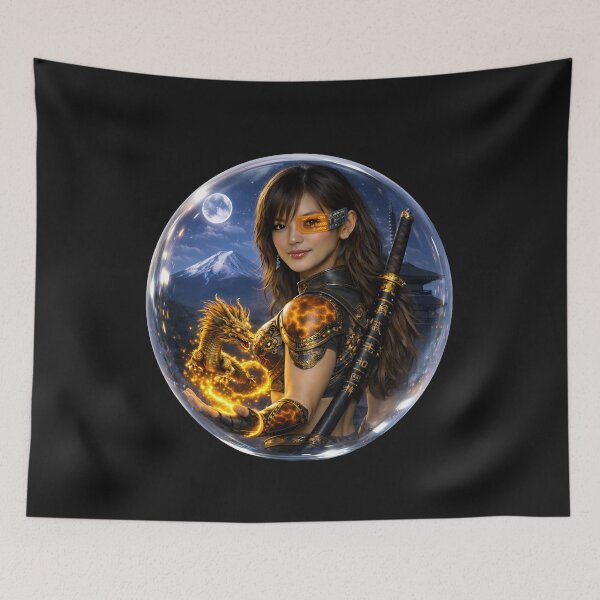 Item preview, Dragon Spirit Awakening – Cyber Samurai Girl in Crystal Sphere designed and sold by Dragon-Samurai.