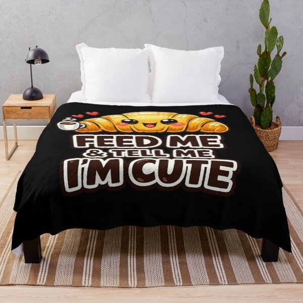 Item preview, Feed Me & Tell Me I’m Cute – Funny Croissant Food Typography Design designed and sold by Timeless Junction.