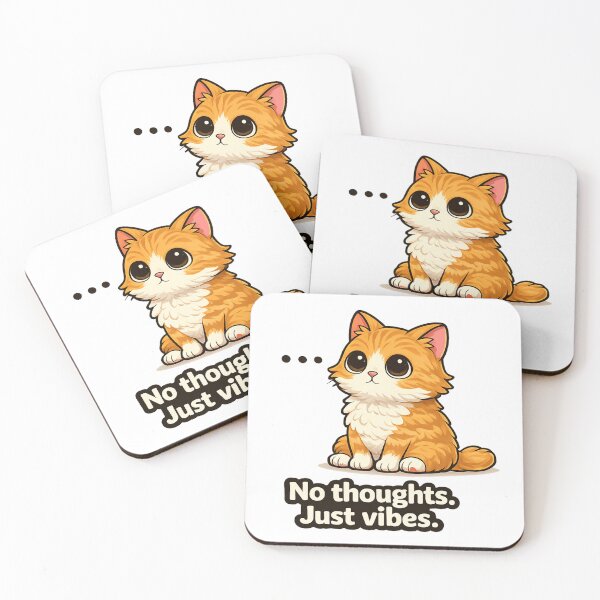 Item preview, No Thoughts Just Vibes Cat – Funny Cute Orange Cat Meme Aesthetic Design designed and sold by Florarts.