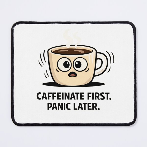 Item preview, Caffeinate First Panic Later – Funny Coffee & Anxiety Humor Design designed and sold by MonoDraft.