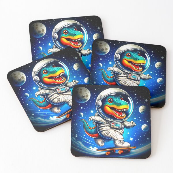 Item preview, Cute dinosaur skateboarding in space designed and sold by Dogandesighn.