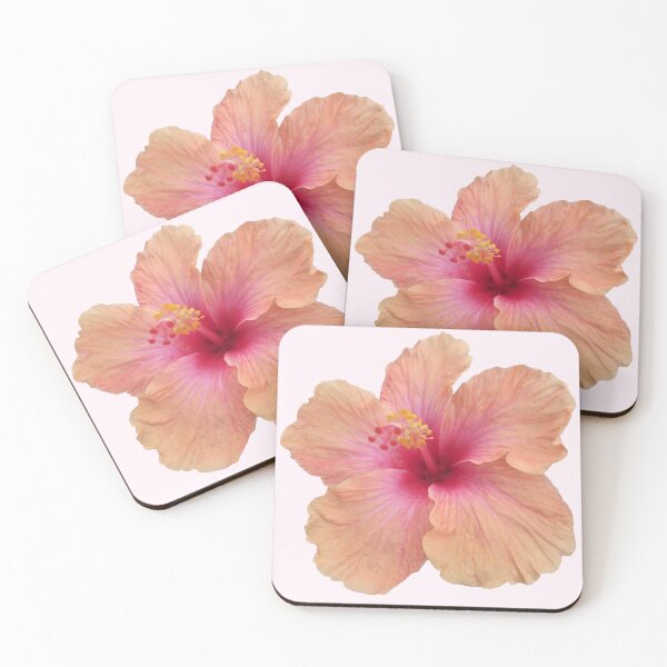 Item preview, peach pink hibiscus flower sticker designed and sold by inainart.