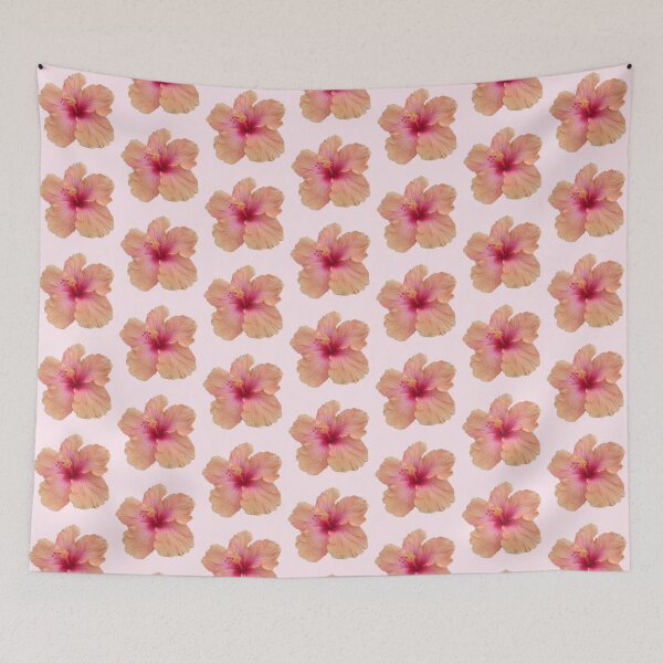 Item preview, peach pink hibiscus flower sticker designed and sold by inainart.