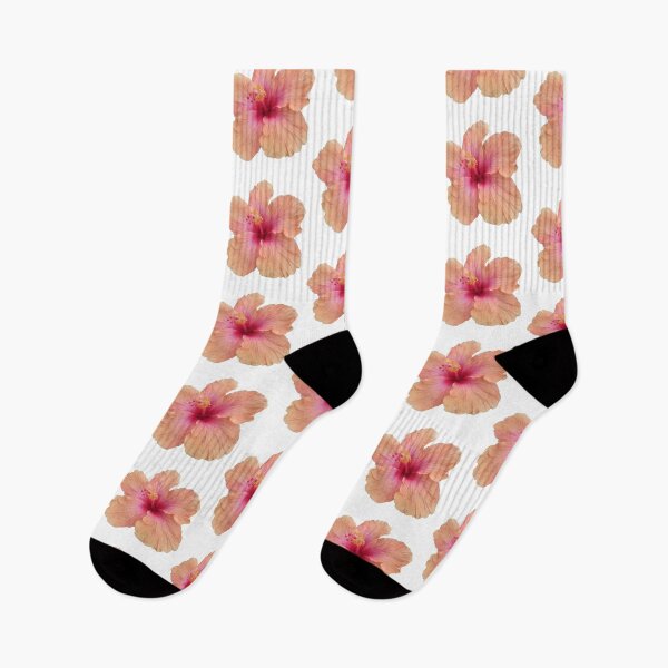 Item preview, peach pink hibiscus flower sticker designed and sold by inainart.