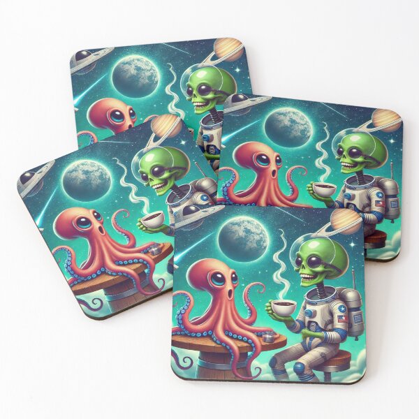 Item preview, Alien & Octopus Coffee Break – Cosmic Humor designed and sold by Dogandesighn.