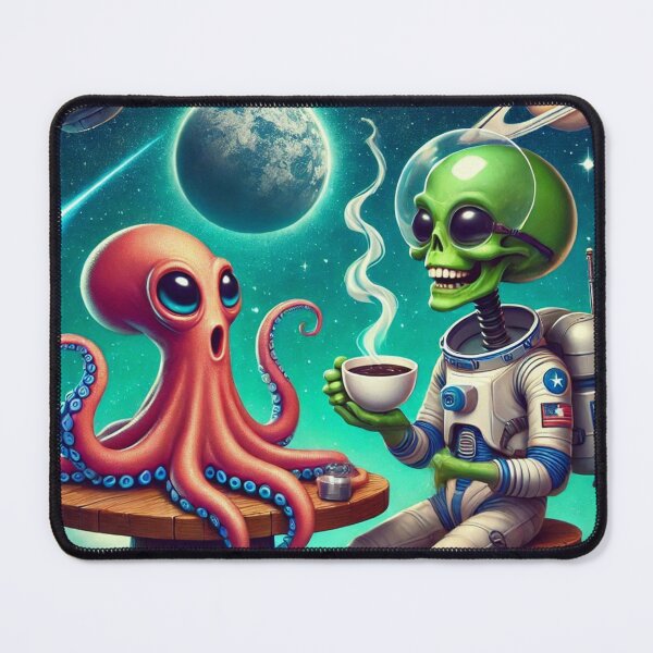 Item preview, Alien & Octopus Coffee Break – Cosmic Humor designed and sold by Dogandesighn.