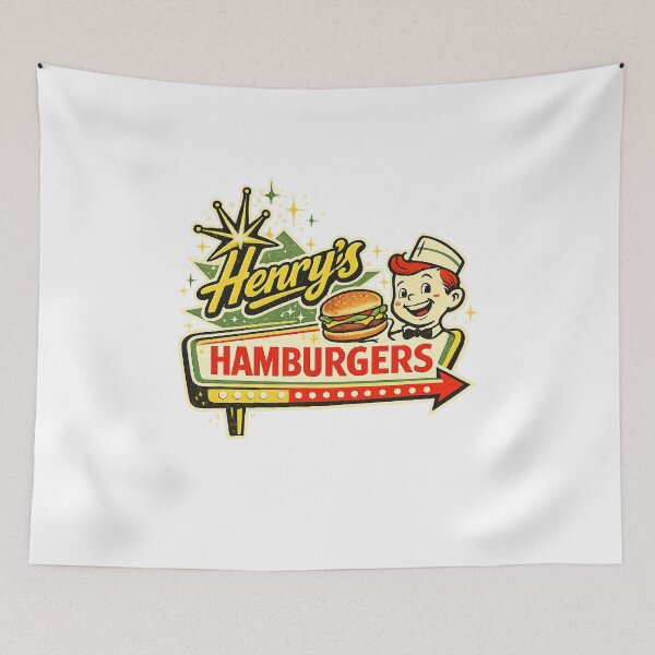 Item preview, Retro Diner Sign Art Henry’s Hamburgers  designed and sold by The Junto Shop.
