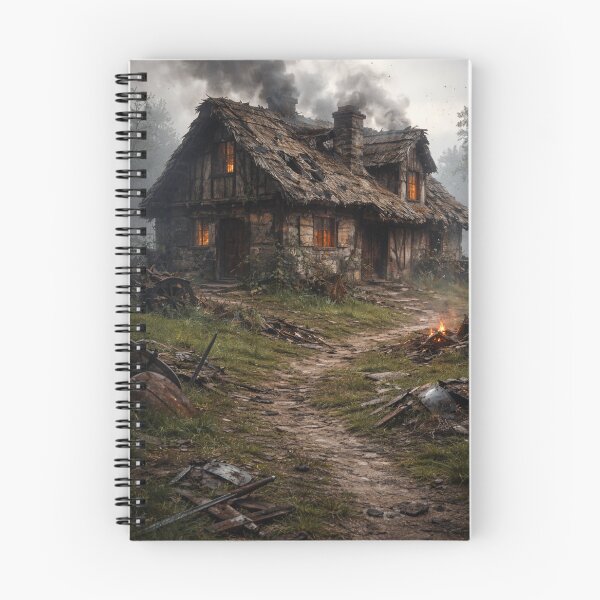 Item preview, Old cabin amidst smoke and ruins designed and sold by JuViRo.