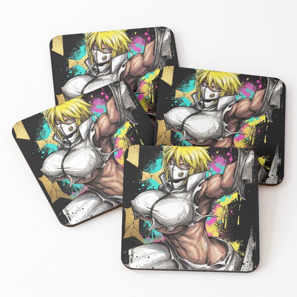 Item preview, Blonde Arrancar Warrior Fan Art – Aqua Eyes Shark Mask Fragments Design designed and sold by Senpaiwaves.