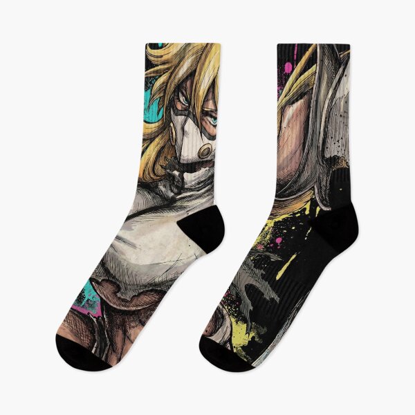 Item preview, Blonde Arrancar Warrior Fan Art – Aqua Eyes Shark Mask Fragments Design designed and sold by Senpaiwaves.