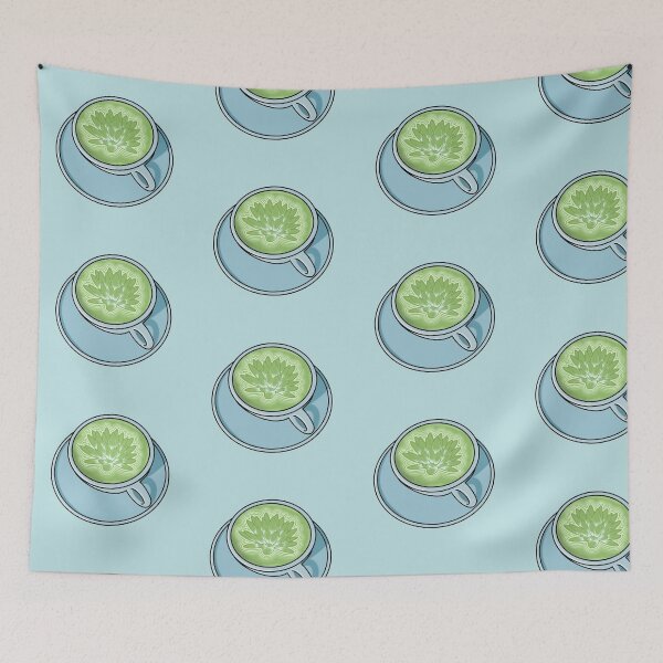 Artikelvorschau, Matcha Latte Lotusblumen-Kunst – Blaue Kaffeetasse entworfen und verkauft von Acaruso167.