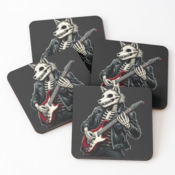 Item preview, Wolf Skeleton Guitarist – Dark Rock Electric Guitar Aesthetic Art designed and sold by ColorSplash123.