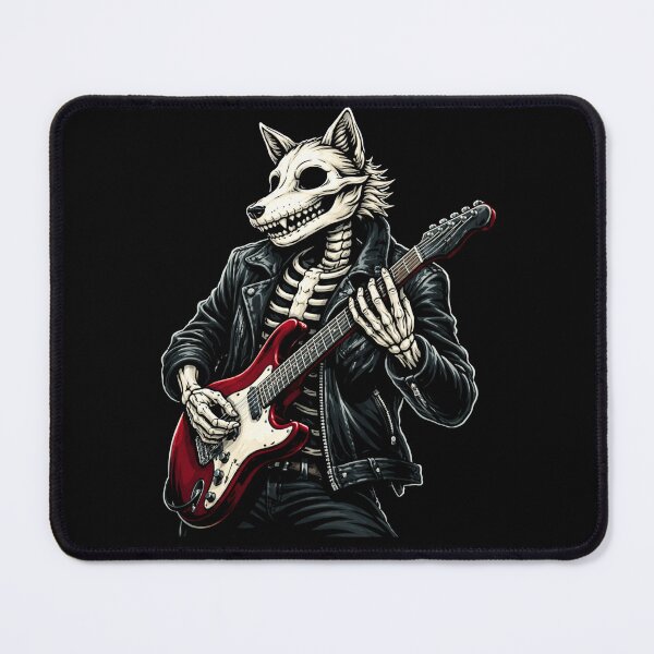 Item preview, Wolf Skeleton Guitarist – Dark Rock Electric Guitar Aesthetic Art designed and sold by ColorSplash123.