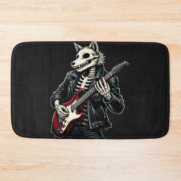 Item preview, Wolf Skeleton Guitarist – Dark Rock Electric Guitar Aesthetic Art designed and sold by ColorSplash123.
