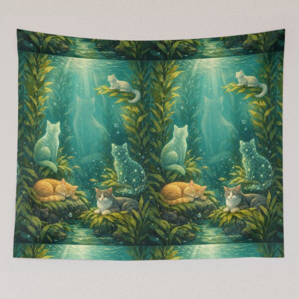 Item preview, Kelp Forest - sea art and cats designed and sold by DamioPolArt.
