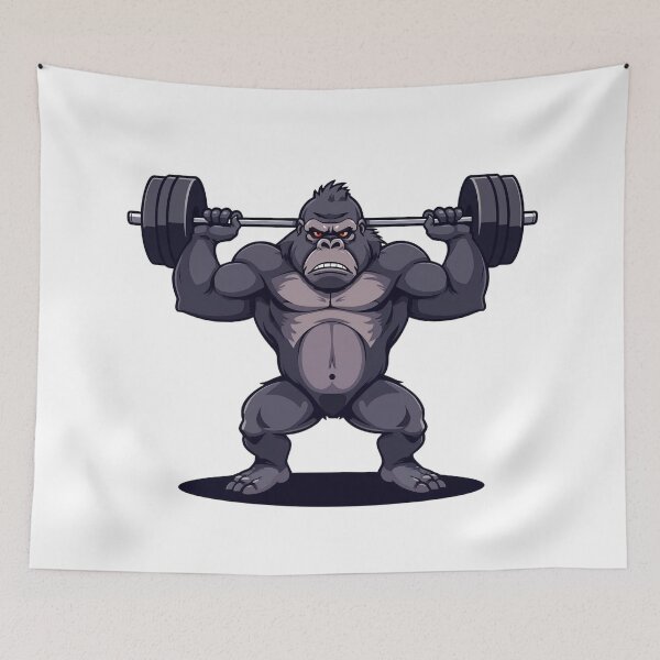 Item preview, Strong Gorilla Lifting Barbell Funny Gym Cartoon Design designed and sold by Katzpy.