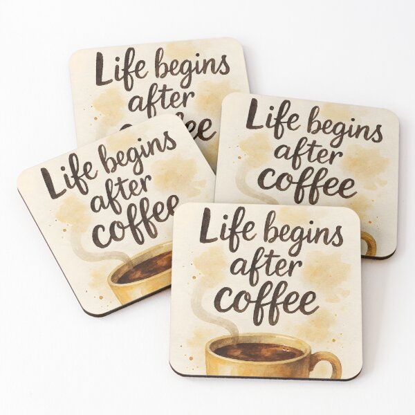 Item preview, Life Begins After Coffee – Watercolor Cup Illustration designed and sold by EmeraldeaArt.