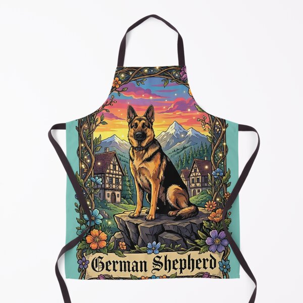 Item preview, German Shepherd Dog Bavarian Alps Sunset Art designed and sold by BorgSpareParts.