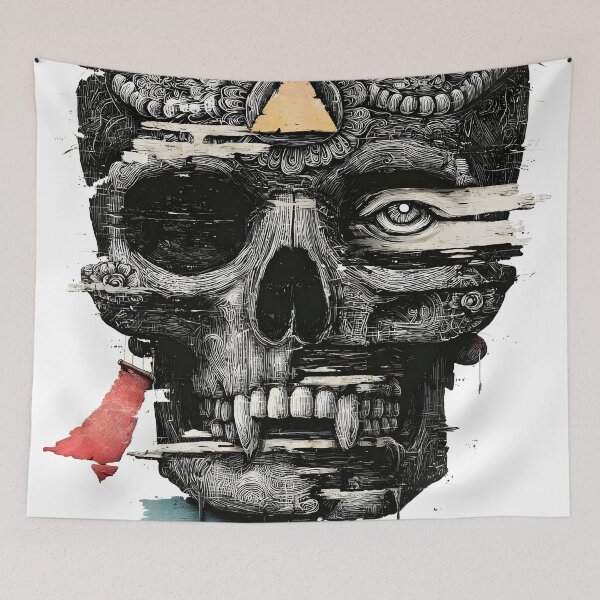 Item preview, Glitched Skull With Sacred Geometric Emblem designed and sold by Shoot-The-Moon.