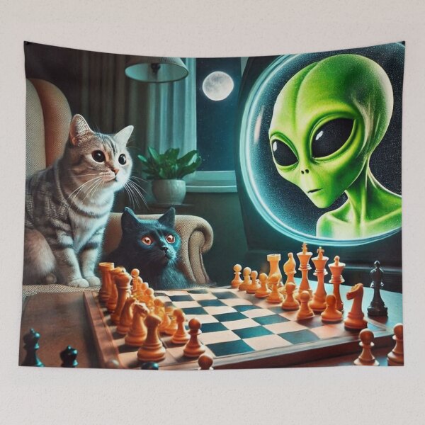Item preview, Cosmic Chess – Cats vs Alien designed and sold by Dogandesighn.