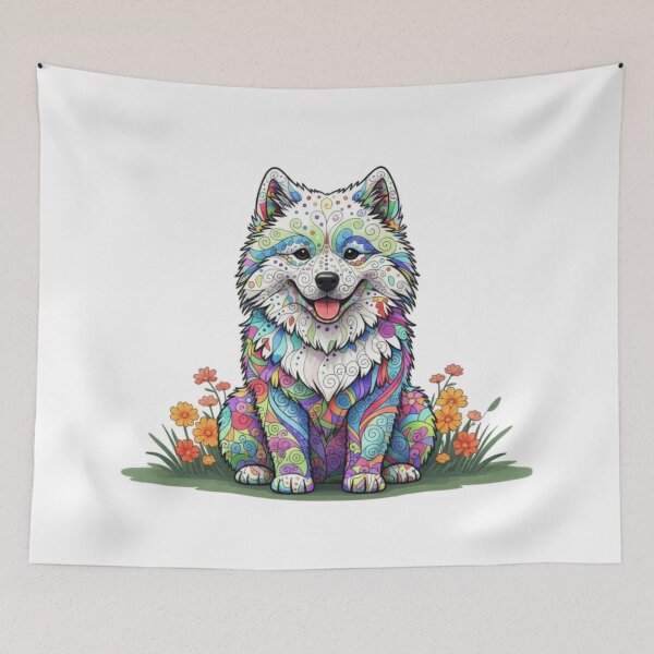 Item preview, Colorful and Fun Samoyed designed and sold by PaintedbyCarol.