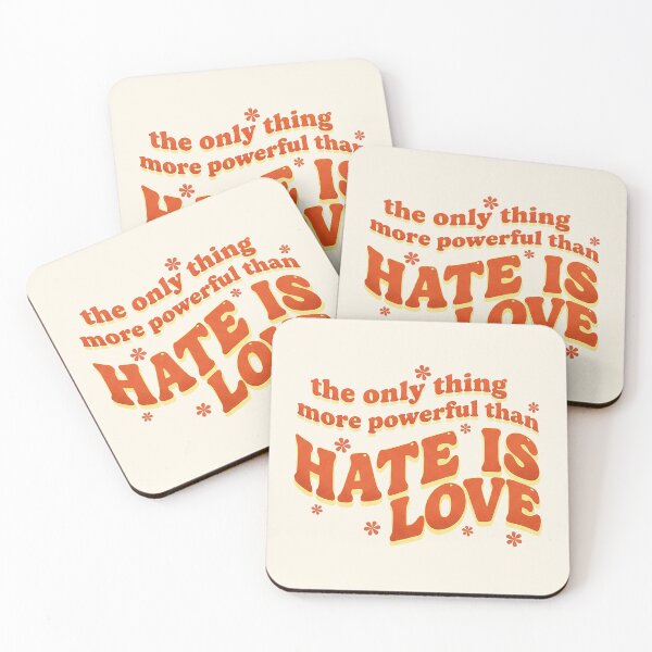 Item preview, Powerful Love Over Hate Retro Groovy Typography designed and sold by zzz888.