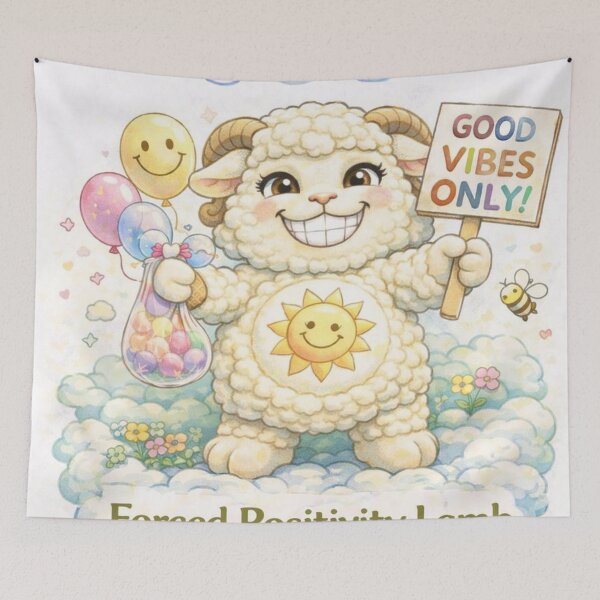 Item preview, Forced Positivity Lamb | Good Vibes Only CareSheep Parody (Sheepism) designed and sold by Thpoar.
