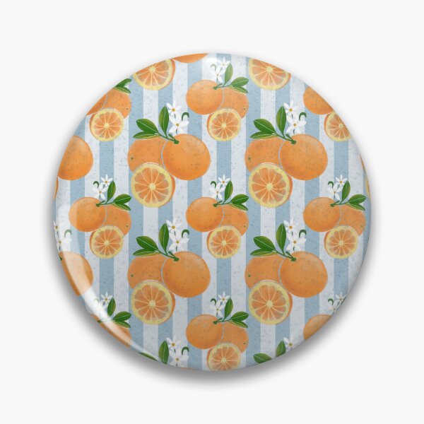 Artikelvorschau, Handgezeichnete Zitrusfrüchte (Orangen) auf blauen Streifen entworfen und verkauft von DColourMuse.