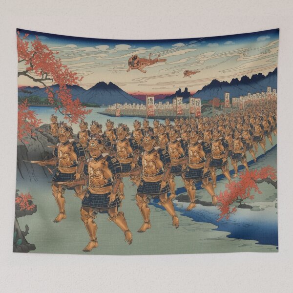 Item preview, Mechanical Samurai Army Ukiyo-e Art Print – Japanese Woodblock Style Robot Warriors designed and sold by Vandy Fullam.