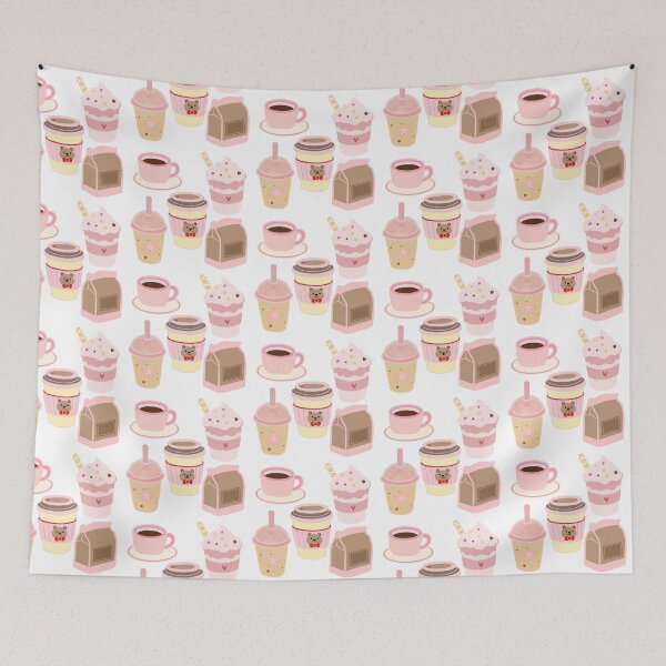 Item preview, Cute Pink Coffee and Dessert Illustration Set designed and sold by Teenidesign .
