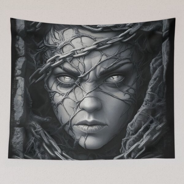 Item preview, Chained Stone Face Fantasy Horror Gothic Design designed and sold by Shoot-The-Moon.