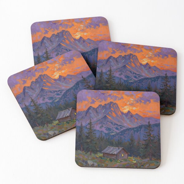 Item preview, Golden Sunset Cabin – Oil Painting Landscape with Rich Textures and Deep Brushstrokes designed and sold by FotoworldEdel.