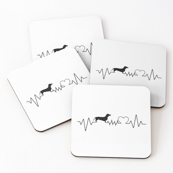 Item preview, Minimal Dachshund Silhouette Heartbeat Love Line designed and sold by iPrintPaws.