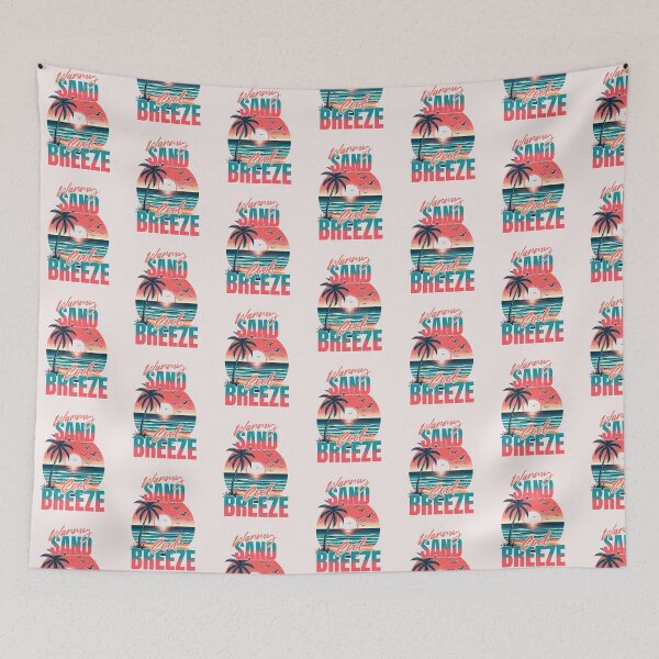 Artikelvorschau, Warmer Sand, kühle Brise, Retro-Strand-Sonnenuntergangsdesign entworfen und verkauft von PrintandJoy.