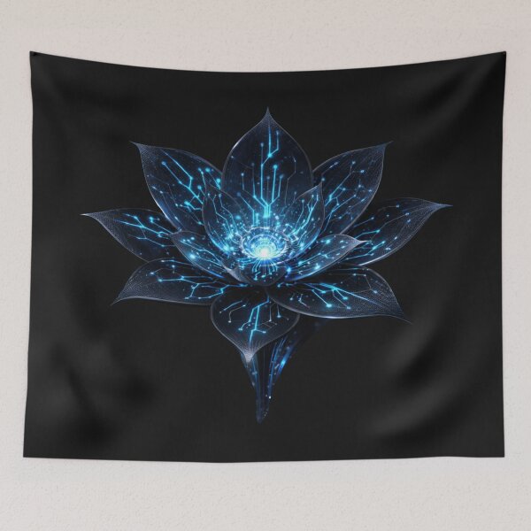 Item preview, Carbon Fibre Flower – Futuristic blue tech flower with circuit glow designed and sold by slinsish.