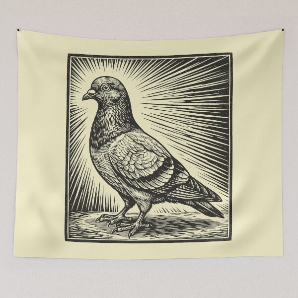 Item preview, Pigeon Sunburst Linocut Style Bird Lover Birdwatching designed and sold by Y-Vibes.