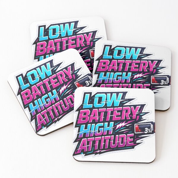 Item preview, Low Battery High Attitude – Neon Glitch Cyberpunk Vinyl Sticker 2026 designed and sold by ARTCREATESHOP.