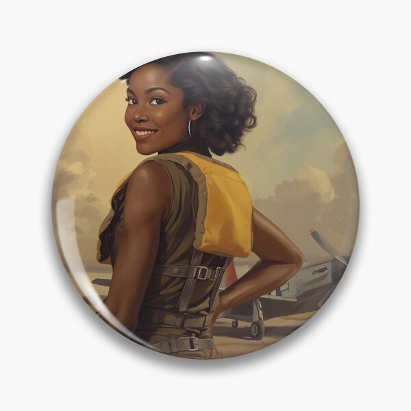 Item preview, 1940s Pin-Up Pilot Art Print – Vintage African American Aviator Oil Painting designed and sold by MissSaylor.