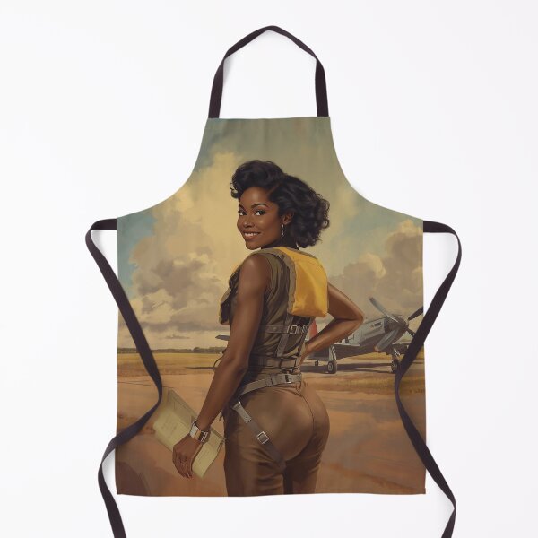 Item preview, 1940s Pin-Up Pilot Art Print – Vintage African American Aviator Oil Painting designed and sold by MissSaylor.