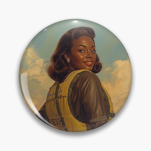 Item preview, Vintage 1940s Aviator Pin-Up Art – African American Female Pilot Runway Painting designed and sold by MissSaylor.