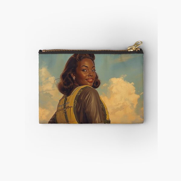 Item preview, Vintage 1940s Aviator Pin-Up Art – African American Female Pilot Runway Painting designed and sold by MissSaylor.