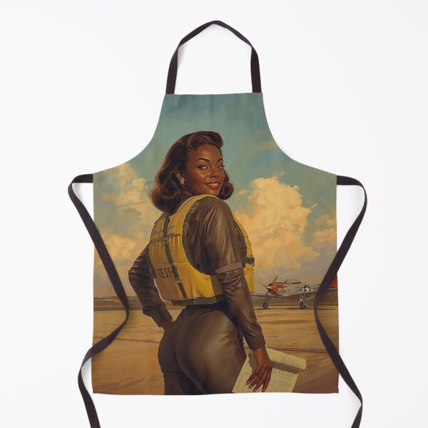 Item preview, Vintage 1940s Aviator Pin-Up Art – African American Female Pilot Runway Painting designed and sold by MissSaylor.