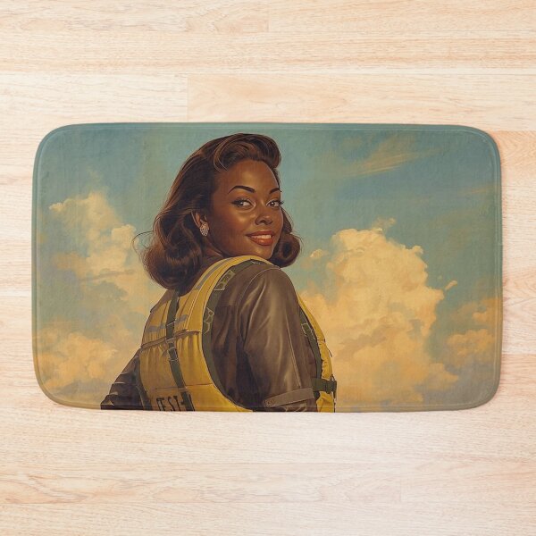 Item preview, Vintage 1940s Aviator Pin-Up Art – African American Female Pilot Runway Painting designed and sold by MissSaylor.