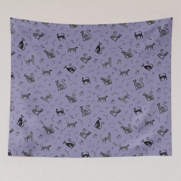 Item preview, Cave Art Cats on Light Gray Indigo designed and sold by KSimpson838.