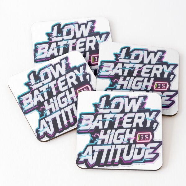 Item preview, Low Battery High Attitude – Minimalist Black & White Tech Sticker designed and sold by ARTCREATESHOP.