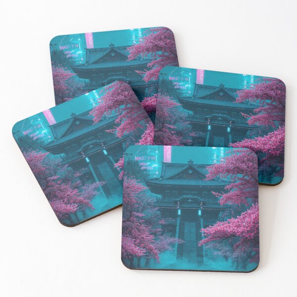 Item preview, Holographic Temple Cherry Blossom Cyberpunk Art designed and sold by Kynura.
