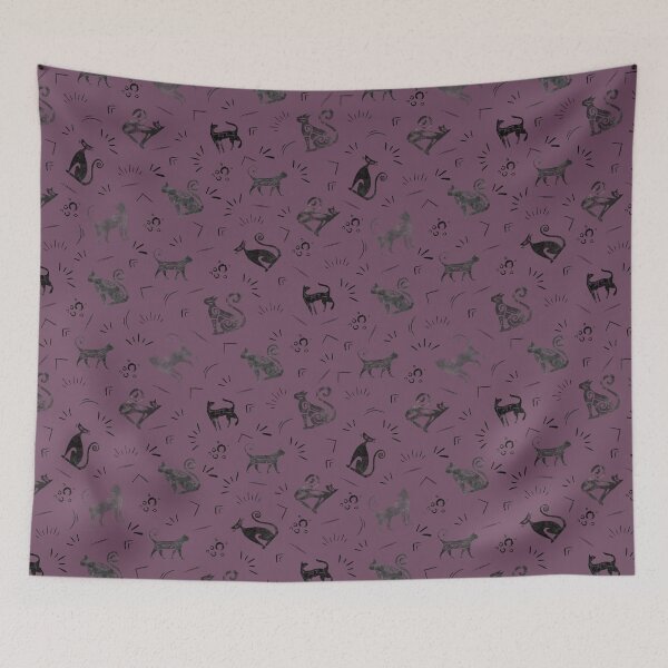 Item preview, Cave Art Cats on Dark Gray Magenta designed and sold by KSimpson838.